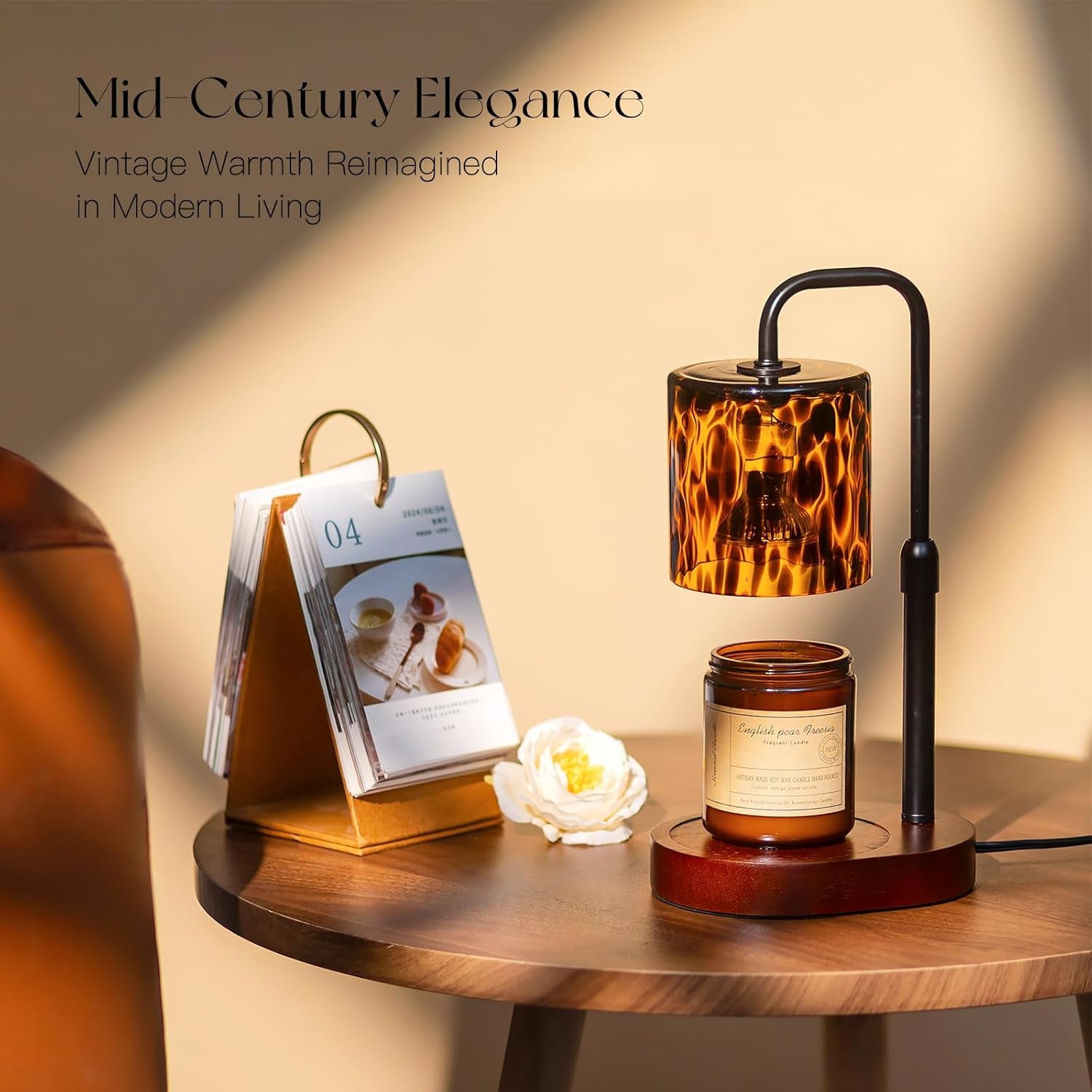 Tortoise Shell Home Decor: Black Candle Warmer Lamp with Timer Vintage Leopard Lamp with 2 Bulbs Height Adjustable Cheetah Heetah Candle Warmer Dimmable Mothers Day Women Gift