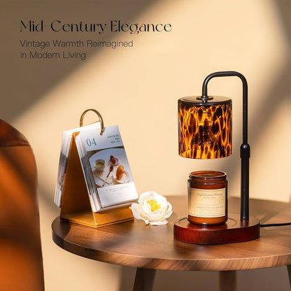 Tortoise Shell Home Decor: Black Candle Warmer Lamp with Timer Vintage Leopard Lamp with 2 Bulbs Height Adjustable Cheetah Heetah Candle Warmer Dimmable Mothers Day Women Gift
