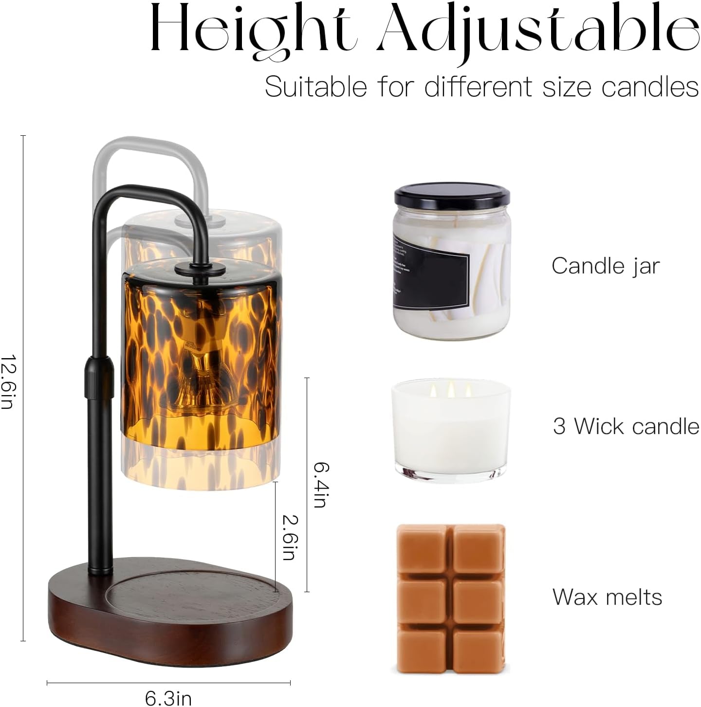 Tortoise Shell Home Decor: Black Candle Warmer Lamp with Timer Vintage Leopard Lamp with 2 Bulbs Height Adjustable Cheetah Heetah Candle Warmer Dimmable Mothers Day Women Gift