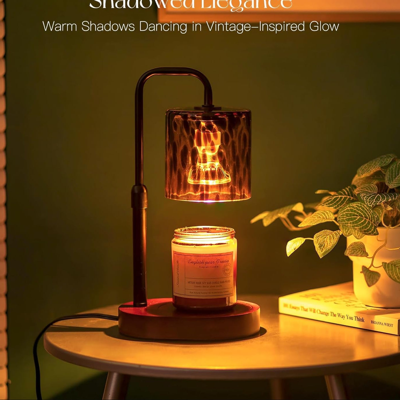 Tortoise Shell Home Decor: Black Candle Warmer Lamp with Timer Vintage Leopard Lamp with 2 Bulbs Height Adjustable Cheetah Heetah Candle Warmer Dimmable Mothers Day Women Gift