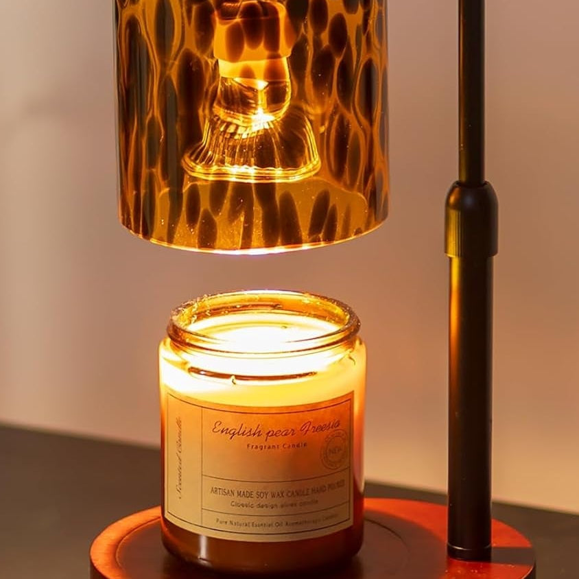 Tortoise Shell Home Decor: Black Candle Warmer Lamp with Timer Vintage Leopard Lamp with 2 Bulbs Height Adjustable Cheetah Heetah Candle Warmer Dimmable Mothers Day Women Gift