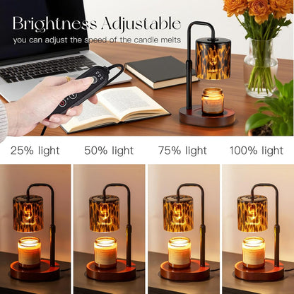 Tortoise Shell Home Decor: Black Candle Warmer Lamp with Timer Vintage Leopard Lamp with 2 Bulbs Height Adjustable Cheetah Heetah Candle Warmer Dimmable Mothers Day Women Gift